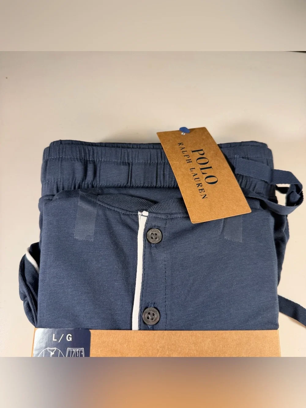 Polo Ralph Lauren Mens Blue 2 Piece Henley & Pants Pajama Set- Size Large NWT